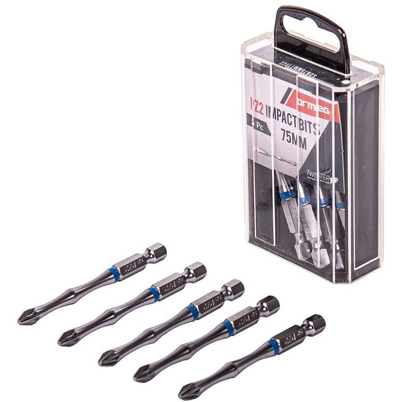 Armeg SDB75MMTTPZ2 PZ2 Magnetic Screwdriver Bits - 5 Piece