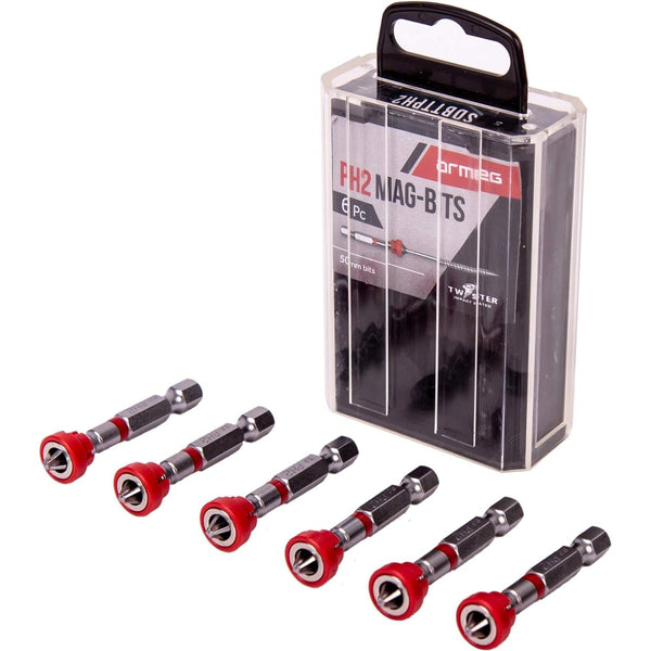 Armeg SDBTTPH2 Tic-Tac PH2 Magnetic Screwdriver Bits - 6 Pack