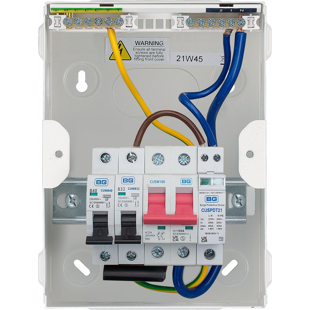 BG SyncEV CFUEV2-01 Main Switch EV Charger Supply Unit with 40A MCB & SPD IP20