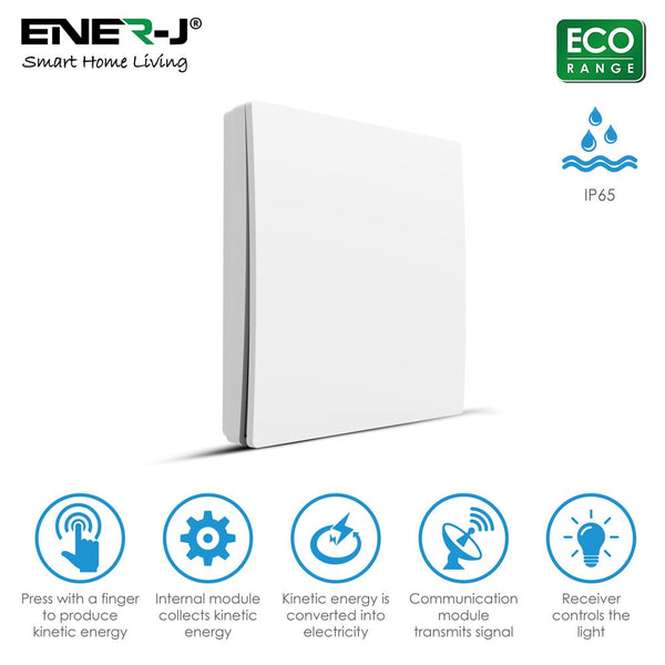 Enerj WS1050X Eco Range 1 Gang Wireless Kinetic Switch White