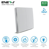 Enerj WS1051S Eco Range 2 Gang Wireless Kinetic Switch Silver