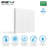 Enerj WS1052X Eco Range 3 Gang Wireless Kinetic Switch White