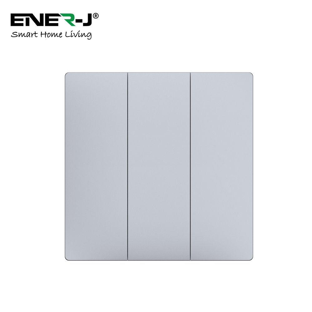 Enerj WS1052XS Eco Range 3 Gang Wireless Kinetic Switch Silver