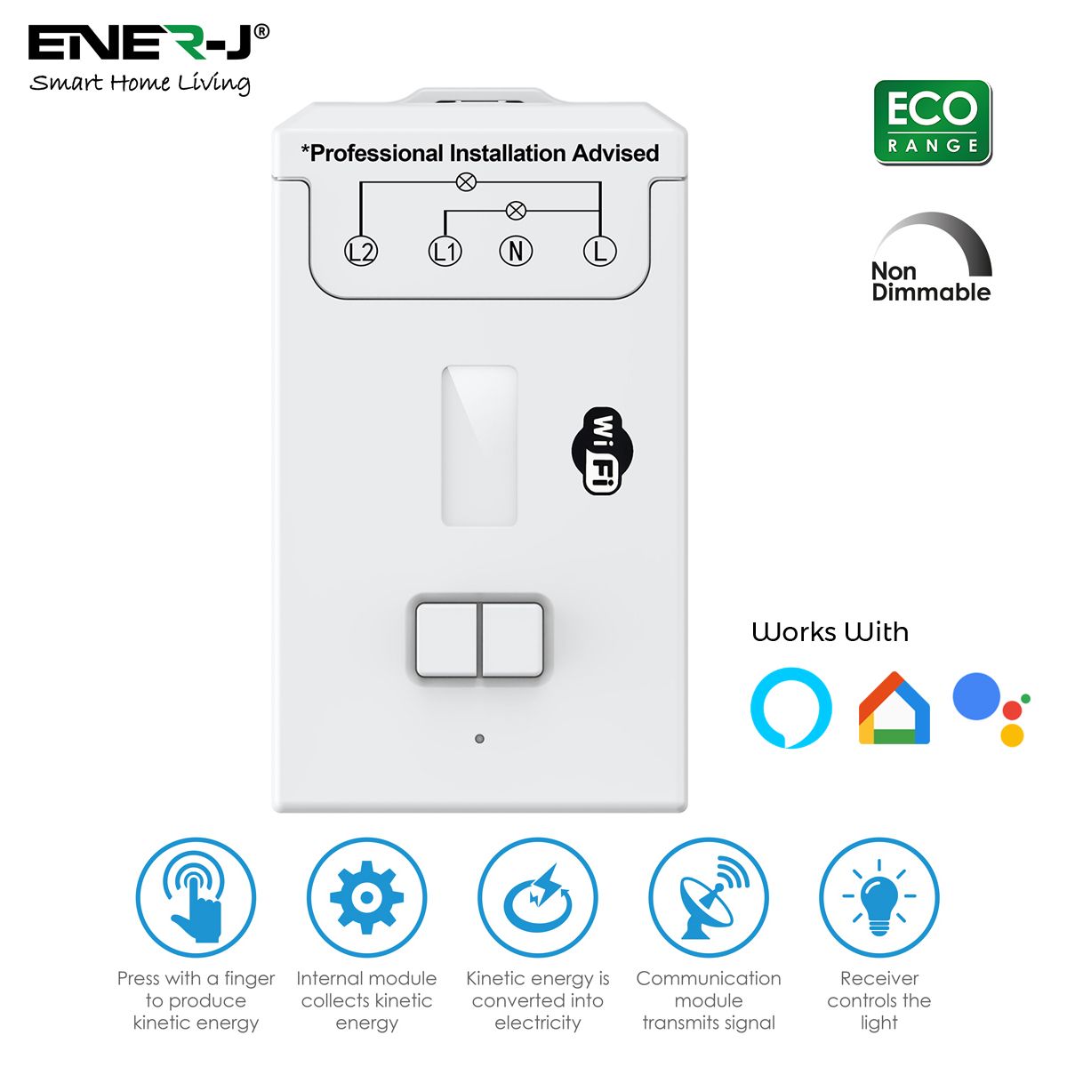 Enerj WS1072 Eco Range 2 Way 500W Non Dimmable Wi-Fi RF Receiver