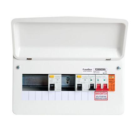 FuseBox F2006DXA 6 Way Dual RCD Consumer Unit SPD