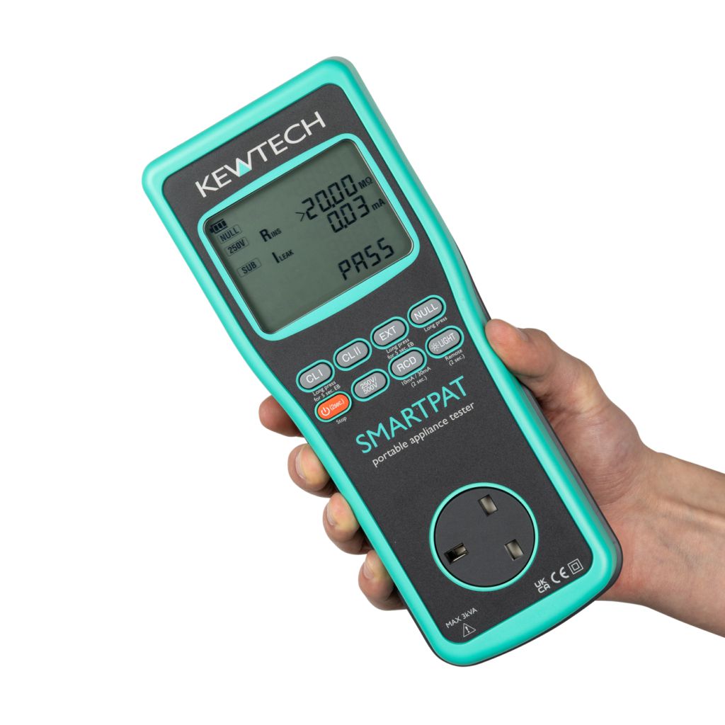 Kewtech SMARTPAT Hand Held Battery Operated PAT Tester with Run Leakage