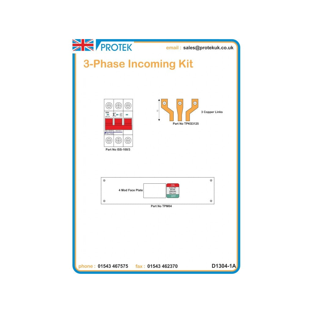 Protek MS3125K 125A TP&N Switch Disconnector Incomer Kit