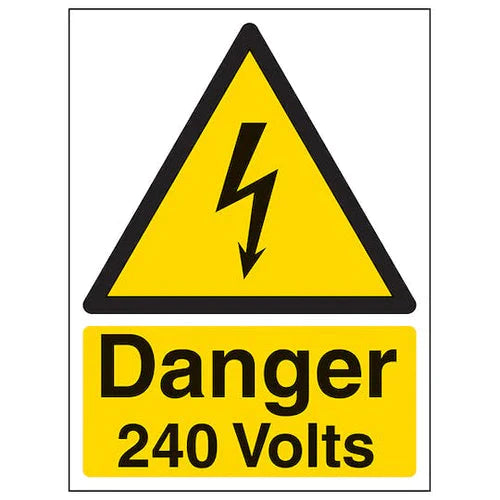 SES WLVHC3YBP Danger 240V Self Adhesive Label 50mm x 20mm (Pack x 25)