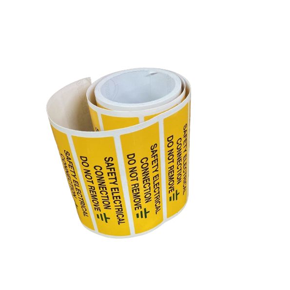 SES WLVLF50YBG Safety Electrical Connection 80mm x 35mm Self Adhesive Label (Roll x 100)