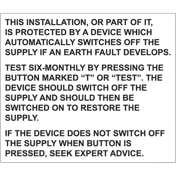 SES WLVPL43WB RCD Test 100mm x 70mm Self Adhesive (Roll x 100)