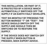 SES WLVPL43WBP RCD Test 100mm x 70mm Self Adhesive (Pack x 25)