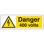 SES WLVTLF6YB Danger 400V Self Adhesive Label 80mm x 35mm (Roll x 100)