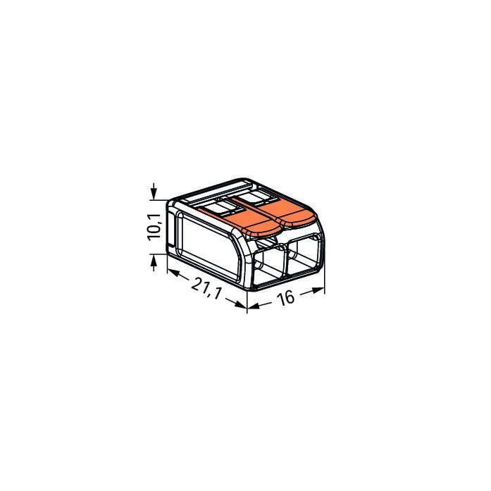 Wago 221-612 2 Way Compact Lever Cable Connector 6mm Orange (Pack of 50)