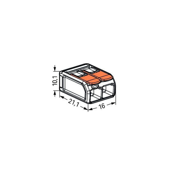 Wago 221-612 2 Way Compact Lever Cable Connector 6mm Orange (Pack of 50)